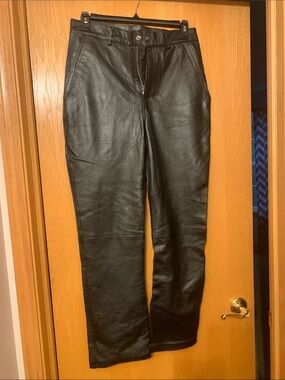 Men’s Black Leather Jeans - Classic Slim Fit